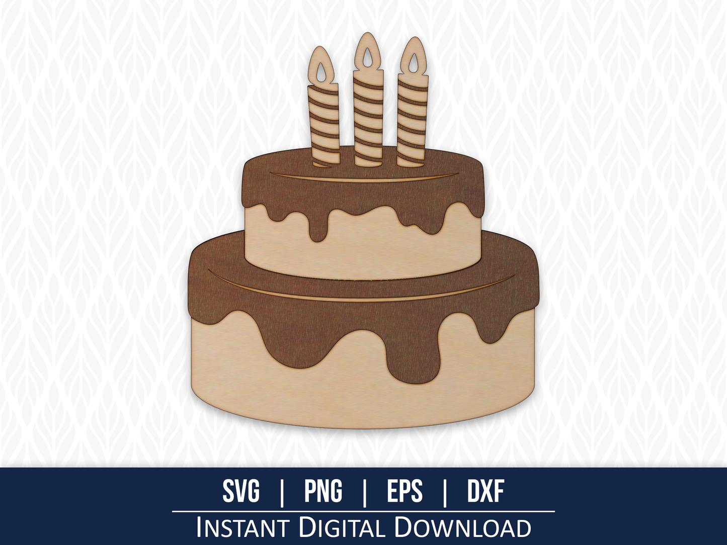 Two-Tier Birthday Cake Gift Card Holder Laser Cutting Template SVG