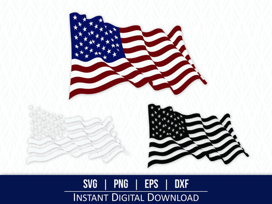 Download a stunning American flag SVG and PNG design featuring a detailed waving flag. Perfect for laser cutting, engraving, and crafting projects. Elevate your designs with this high-quality vector graphic, ideal for patriotic decorations or custom creations