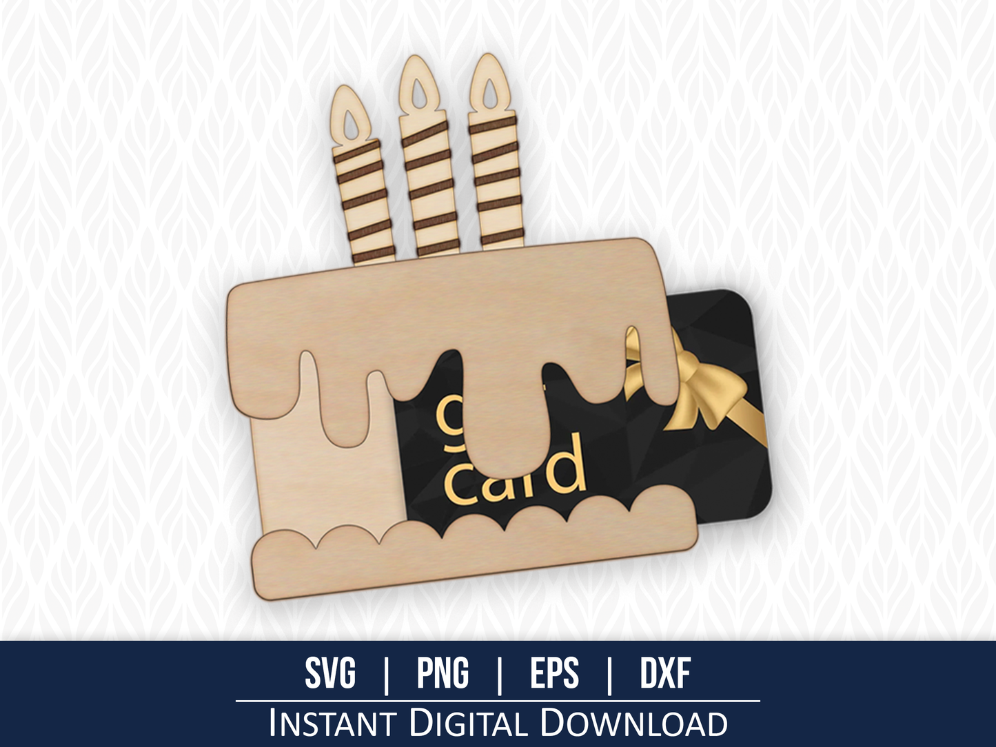 Birthday Cake Gift Card Holder Laser Cutting Template SVG