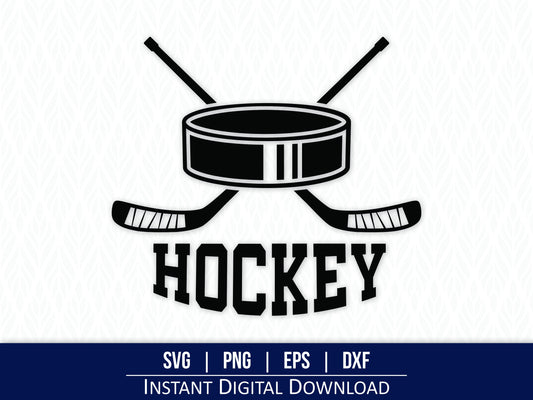 Hockey Stick and Puck Logo SVG