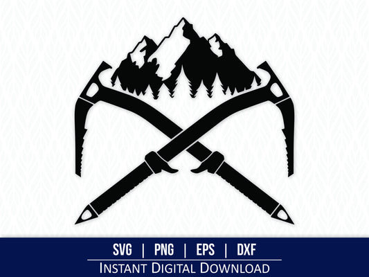 Mountains with Ice Axe SVG