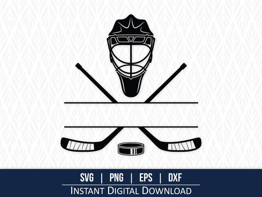 Hockey Split Monogram SVG (Goalie Mask)