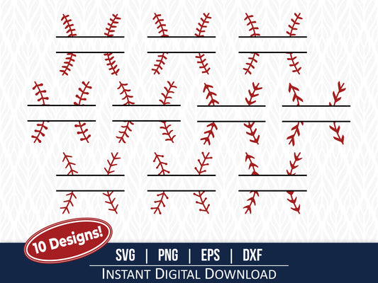 Baseball Split Monogram SVG