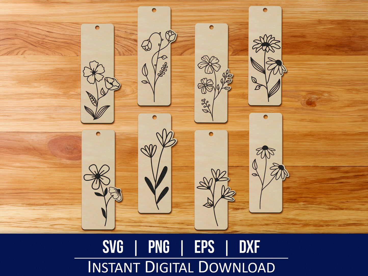 Floral Bookmark SVG Template