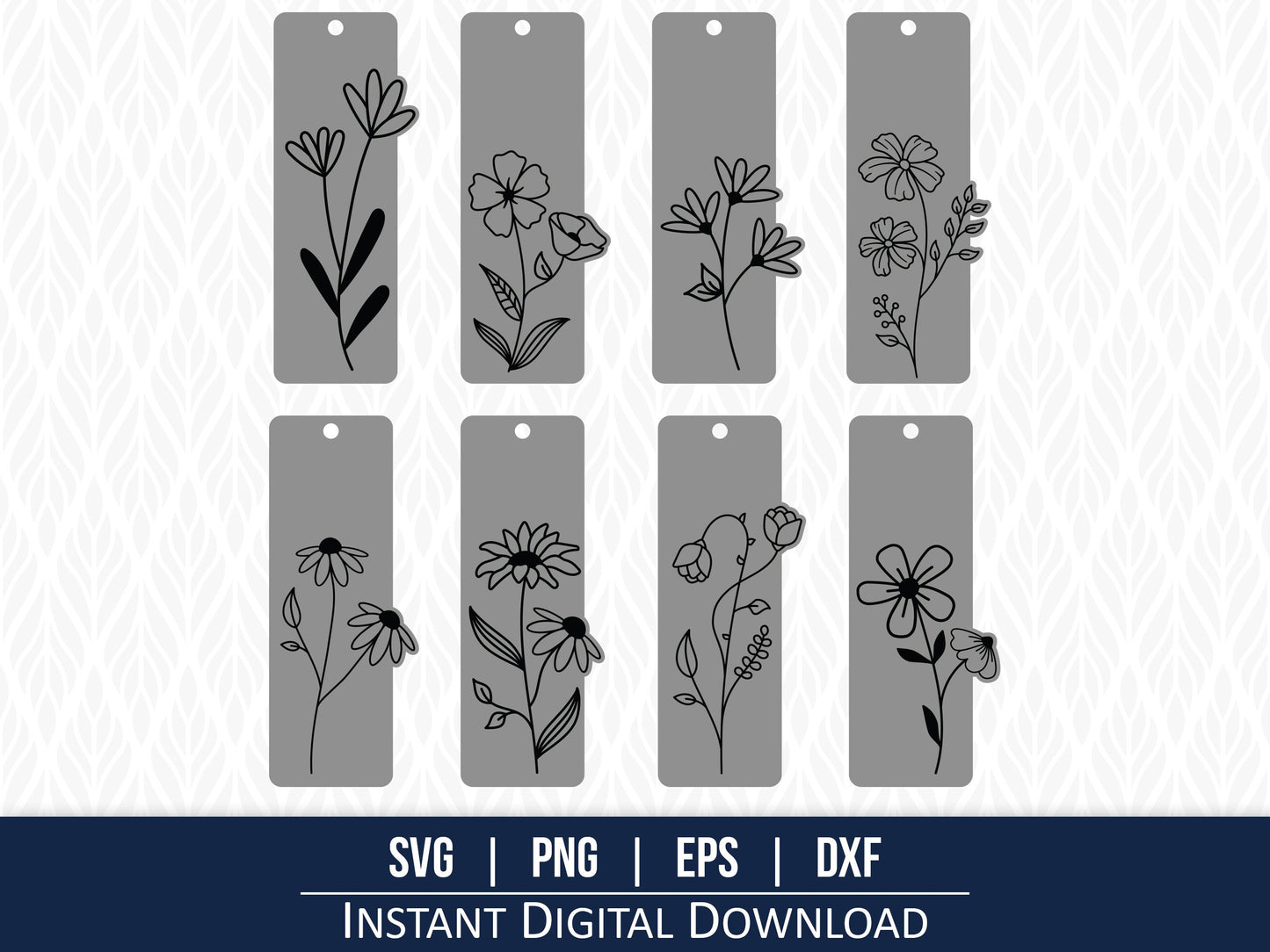 Floral Bookmark SVG Template