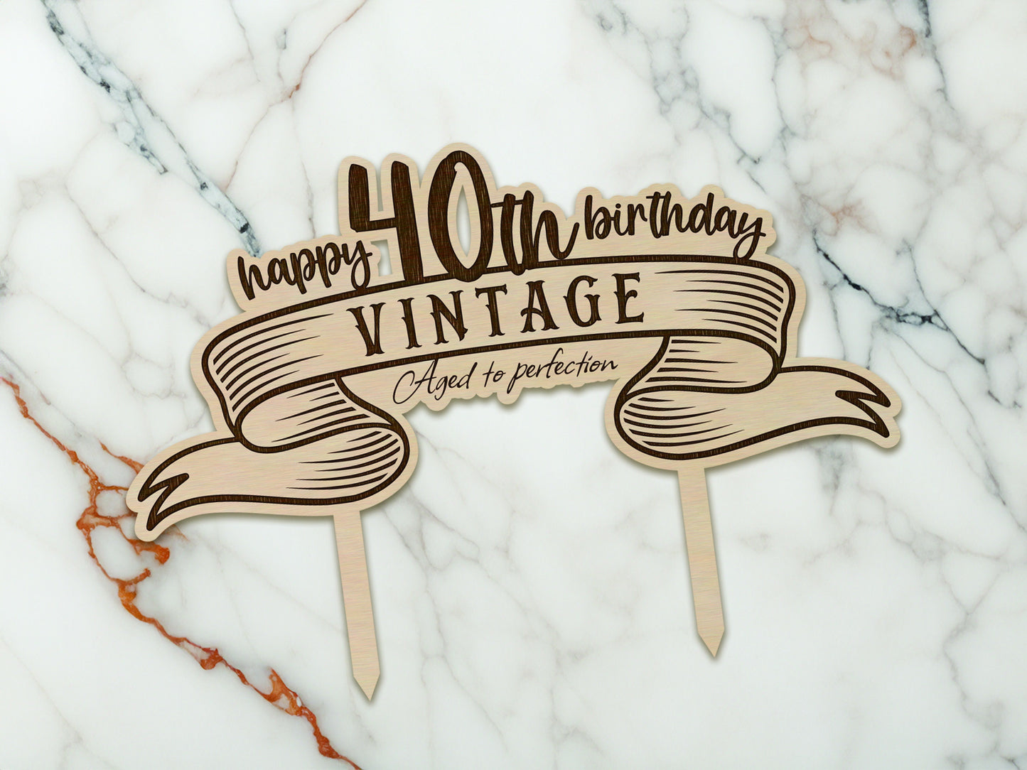 40th Birthday Vintage Cake Topper SVG